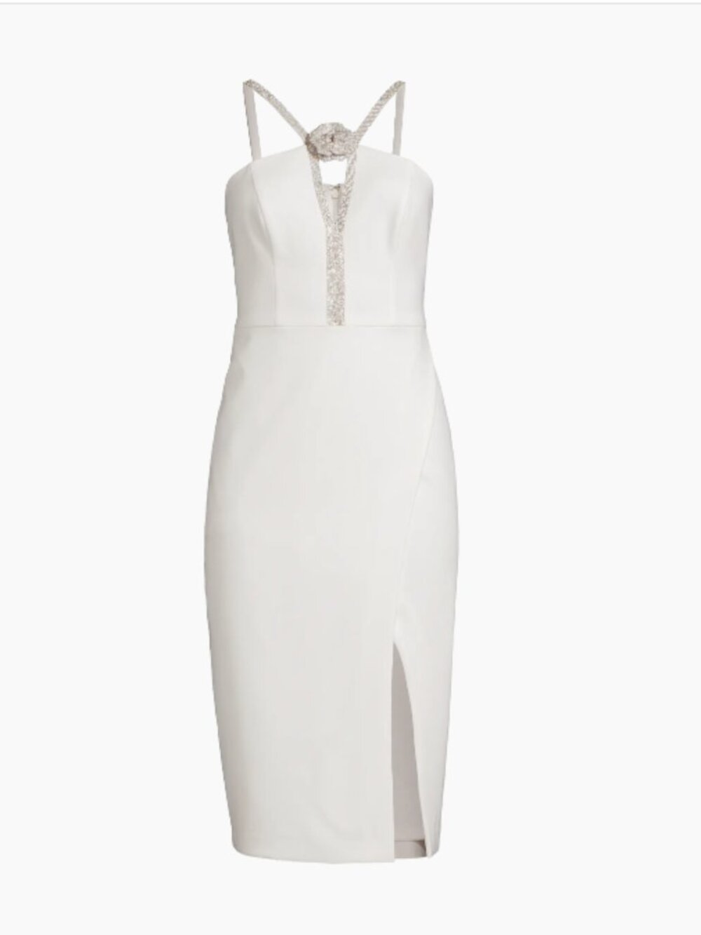 Embellished Twill Halterneck Midi-Dress